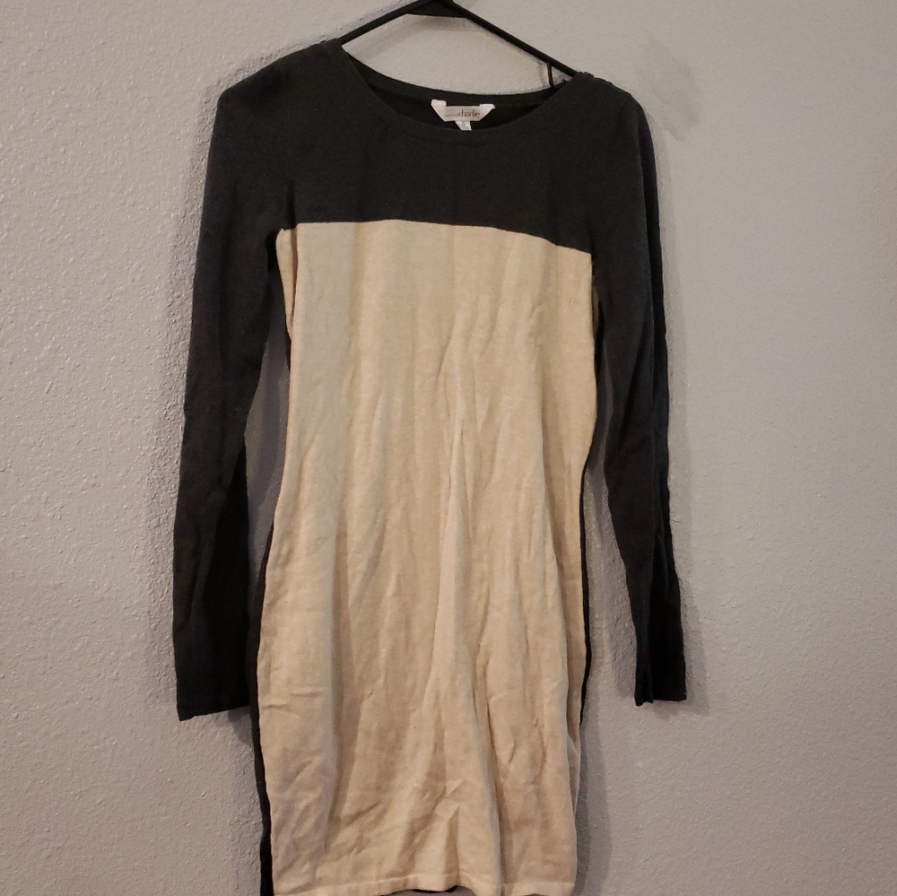 Charlotte Russe gray & tan sweater dress/tunic